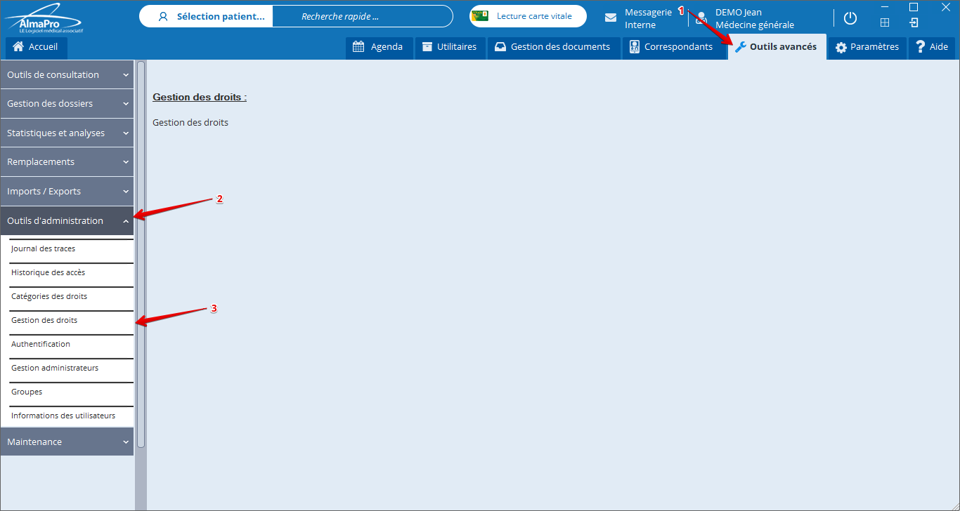 Manuel Utilisateur AlmaPro23.2.5. Gestion des droits des utilisateurs