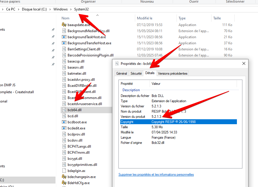 Dépannage AlmaPro2.13.24. Identifier la version de la BCB installée ...